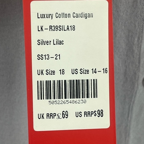 Pure Collection XL NWT 100% Cotton Light Purple Button Front Cardigan - Picture 6 of 11